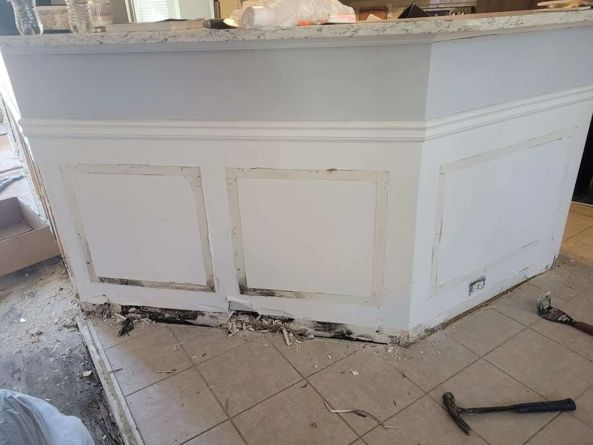 Water damage and mold on kitchen during Burst Pipe Cleanup in Jensen Beach